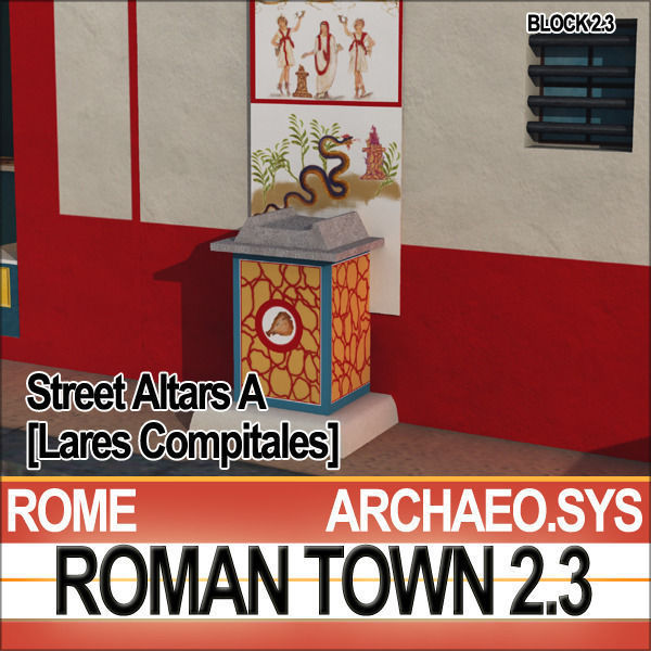 Roman Town Street Altars A 2 3 Low Poly Lares Compitales 3D model_2