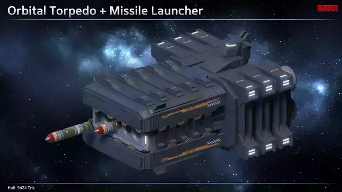 Orbital Torpedo Missile launcher Low-poly 3D model