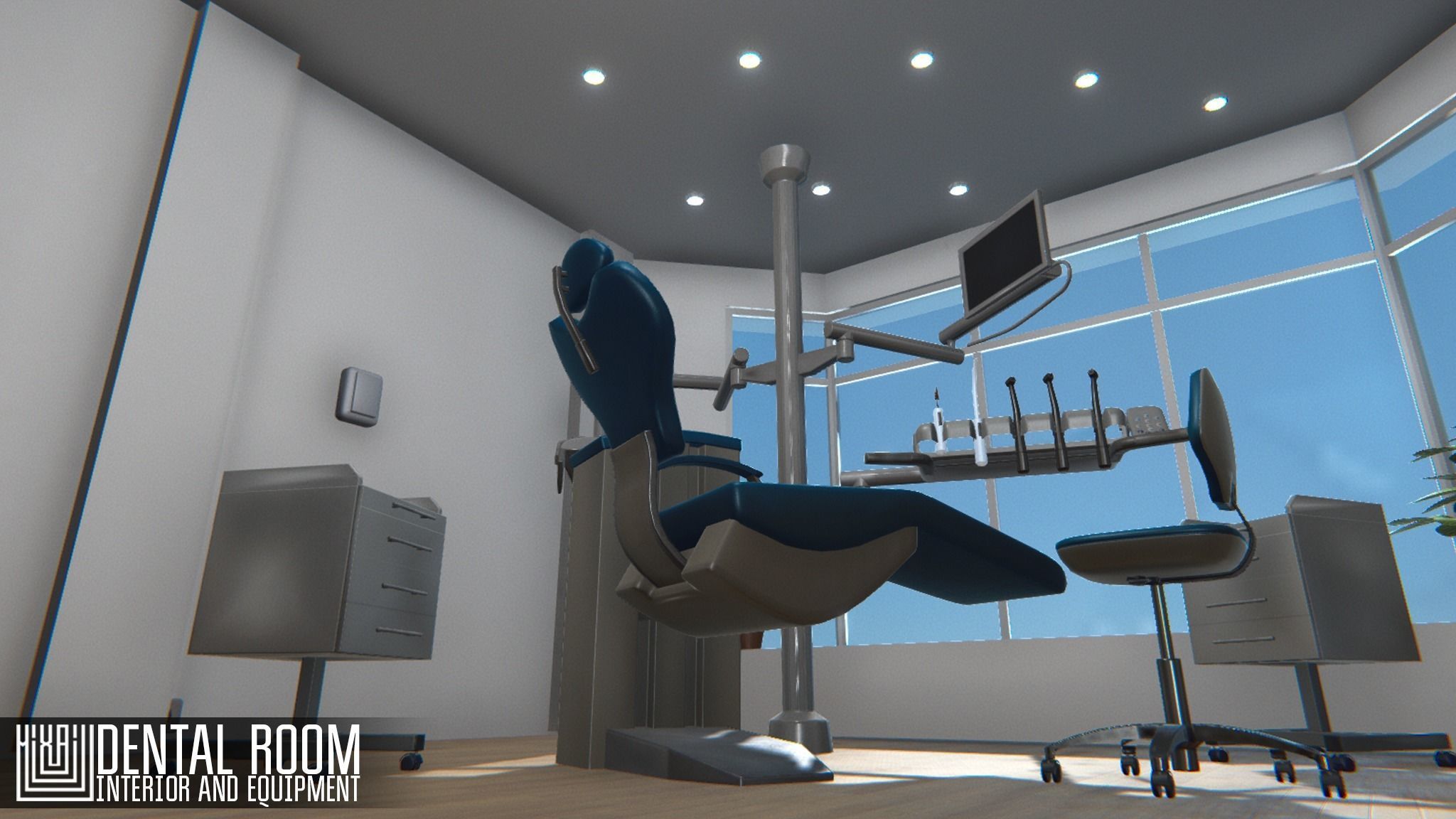 Dental room - interior and equipment Low-poly 3D model_7