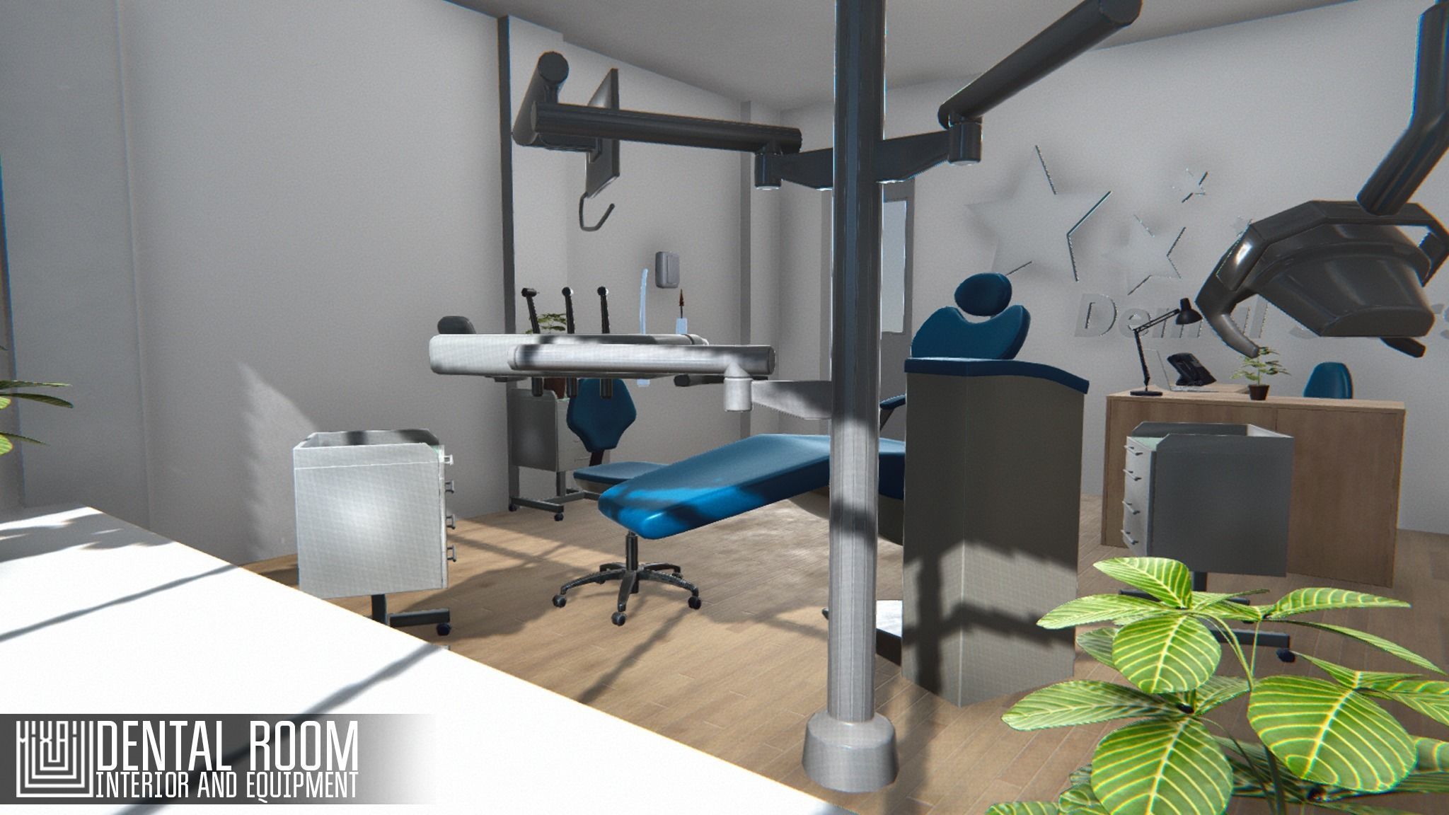 Dental room - interior and equipment Low-poly 3D model_6