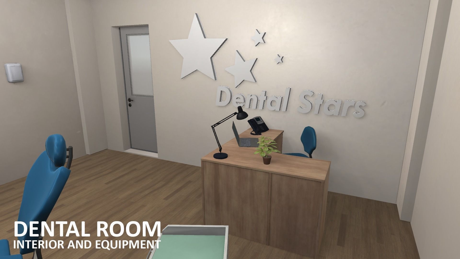 Dental room - interior and equipment Low-poly 3D model_10