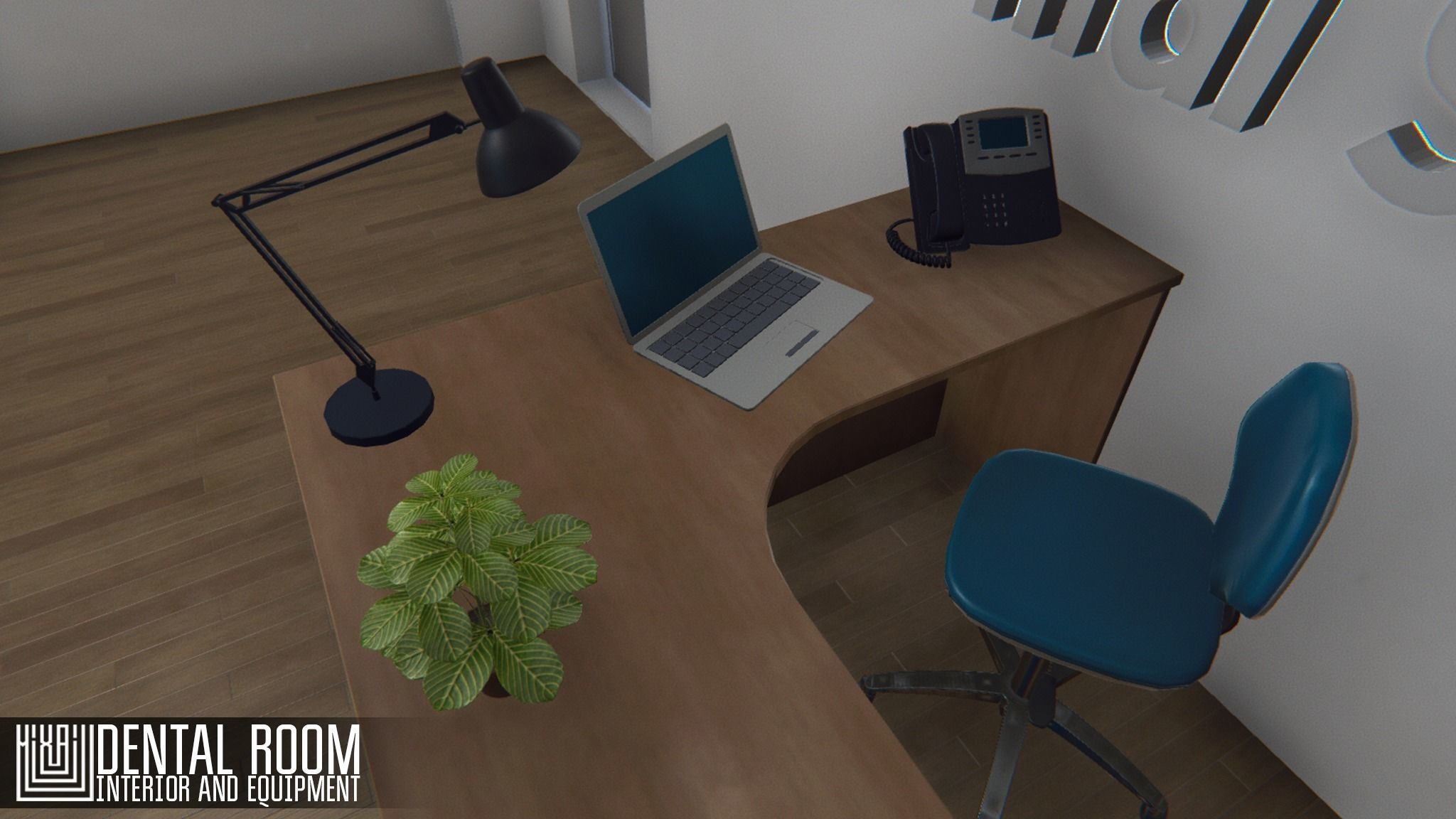 Dental room - interior and equipment Low-poly 3D model_8