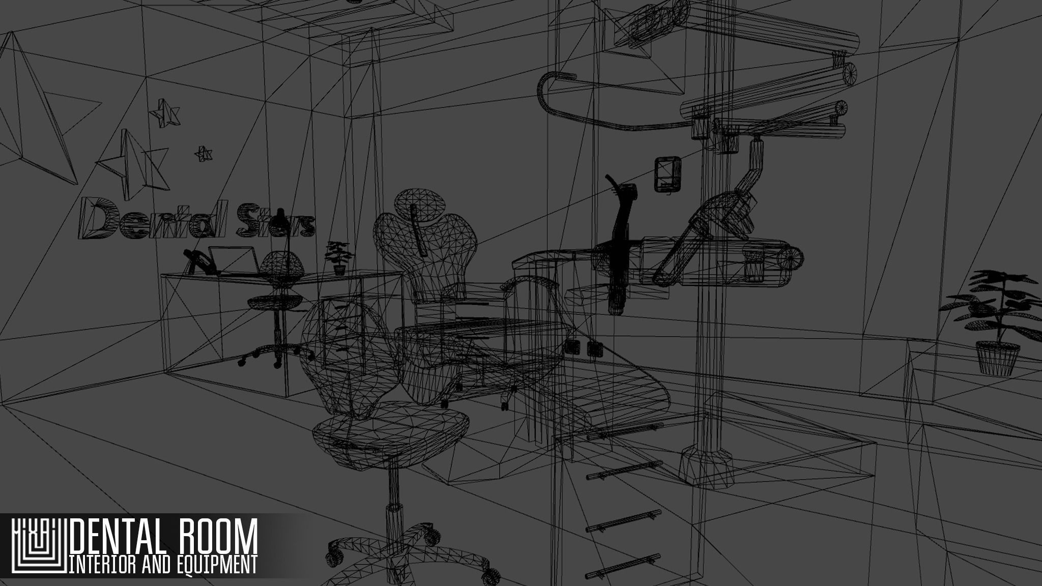 Dental room - interior and equipment Low-poly 3D model_4