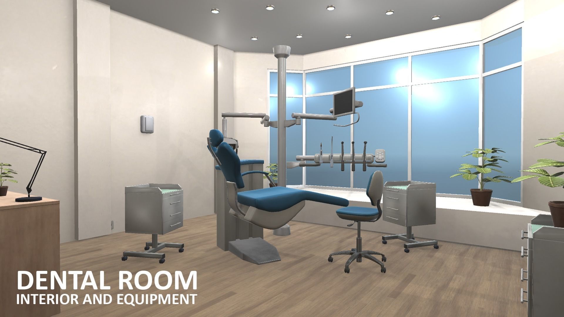 Dental room - interior and equipment Low-poly 3D model_12