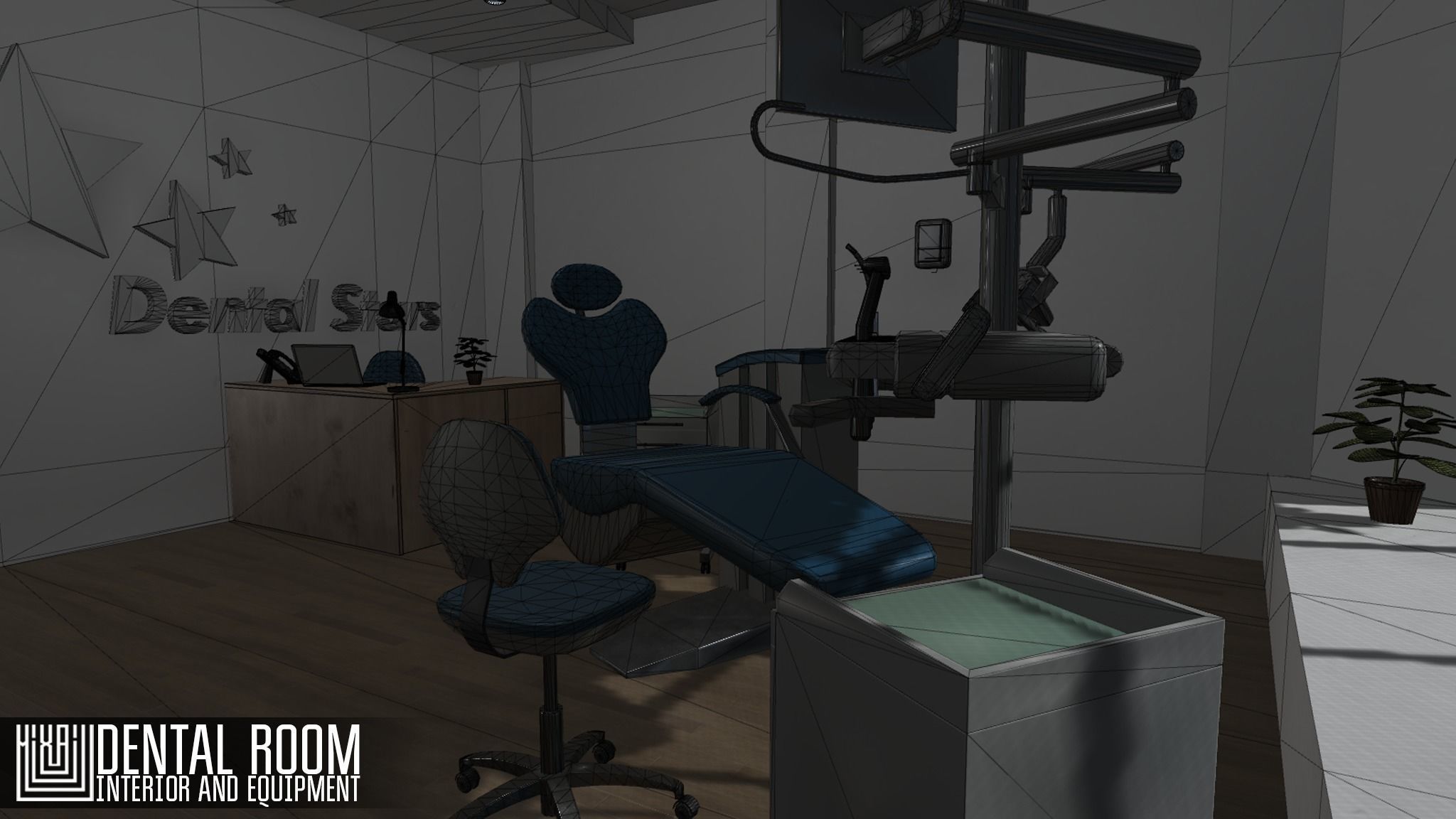 Dental room - interior and equipment Low-poly 3D model_5