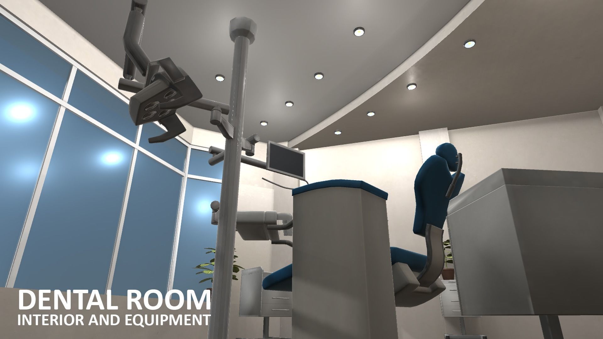 Dental room - interior and equipment Low-poly 3D model_9
