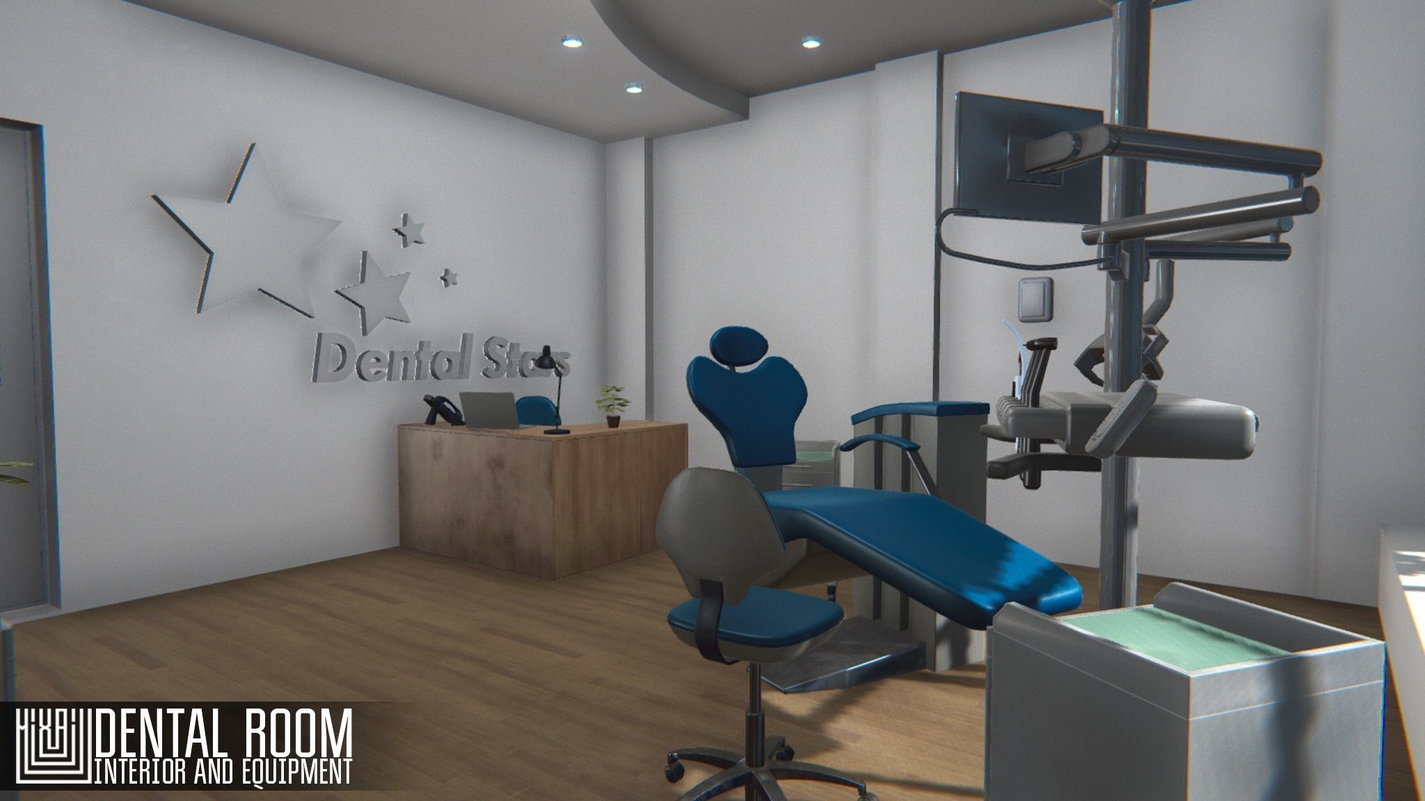 Dental room - interior and equipment Low-poly 3D model_3