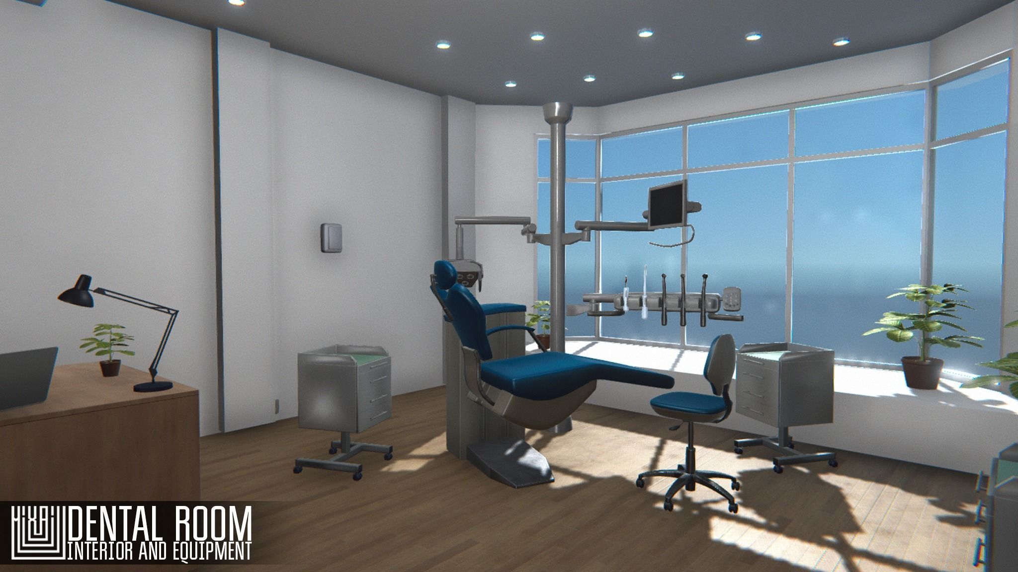 Dental room - interior and equipment Low-poly 3D model_2