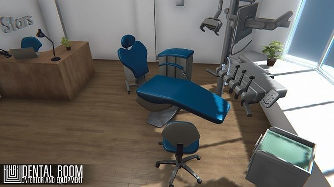 Dental room - interior and equipment Low-poly 3D model