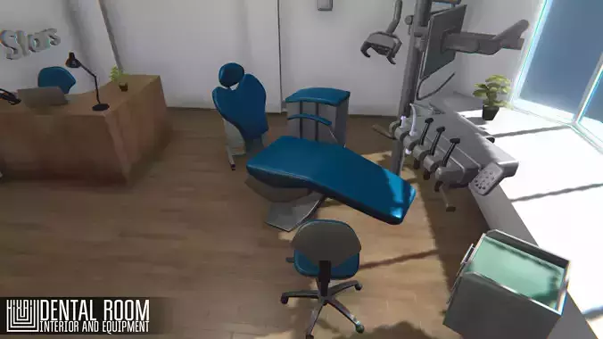 Dental room - interior and equipment Low-poly 3D model