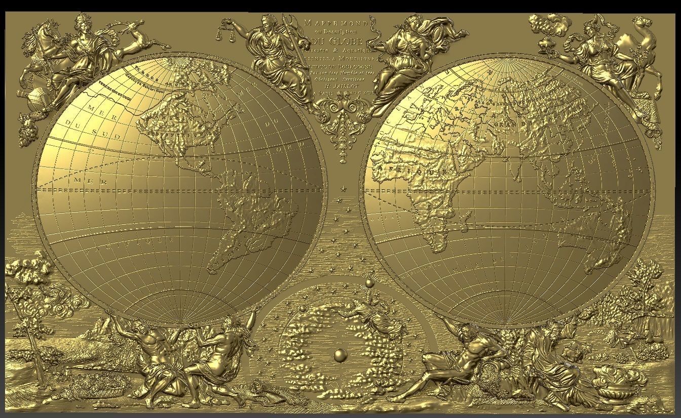 ancient map of the world       3D model_7