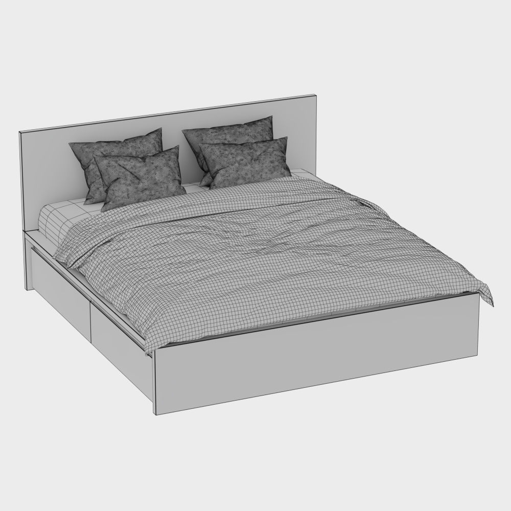 Bed Malm 3D model_8