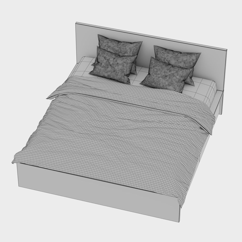 Bed Malm 3D model_7