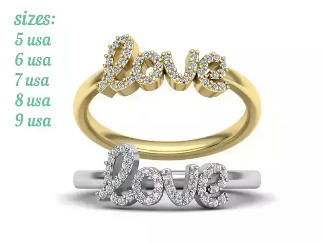 LOVE RING Diamond Delicate Woman ring printable model N0274  3D print model