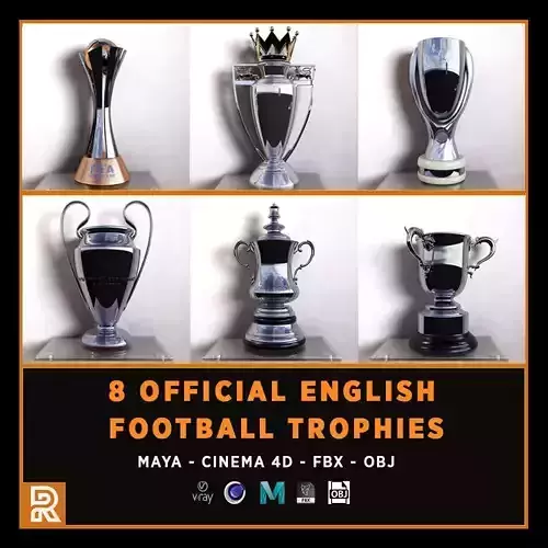 All English League Trophies 3D Model  Cinema 4D Maya V-RAY