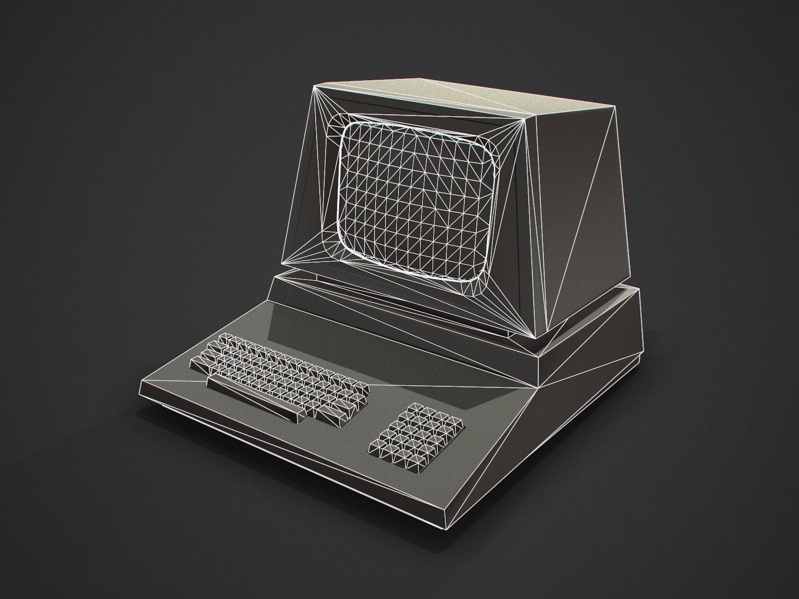 Retro computer Low-poly 3D model_7
