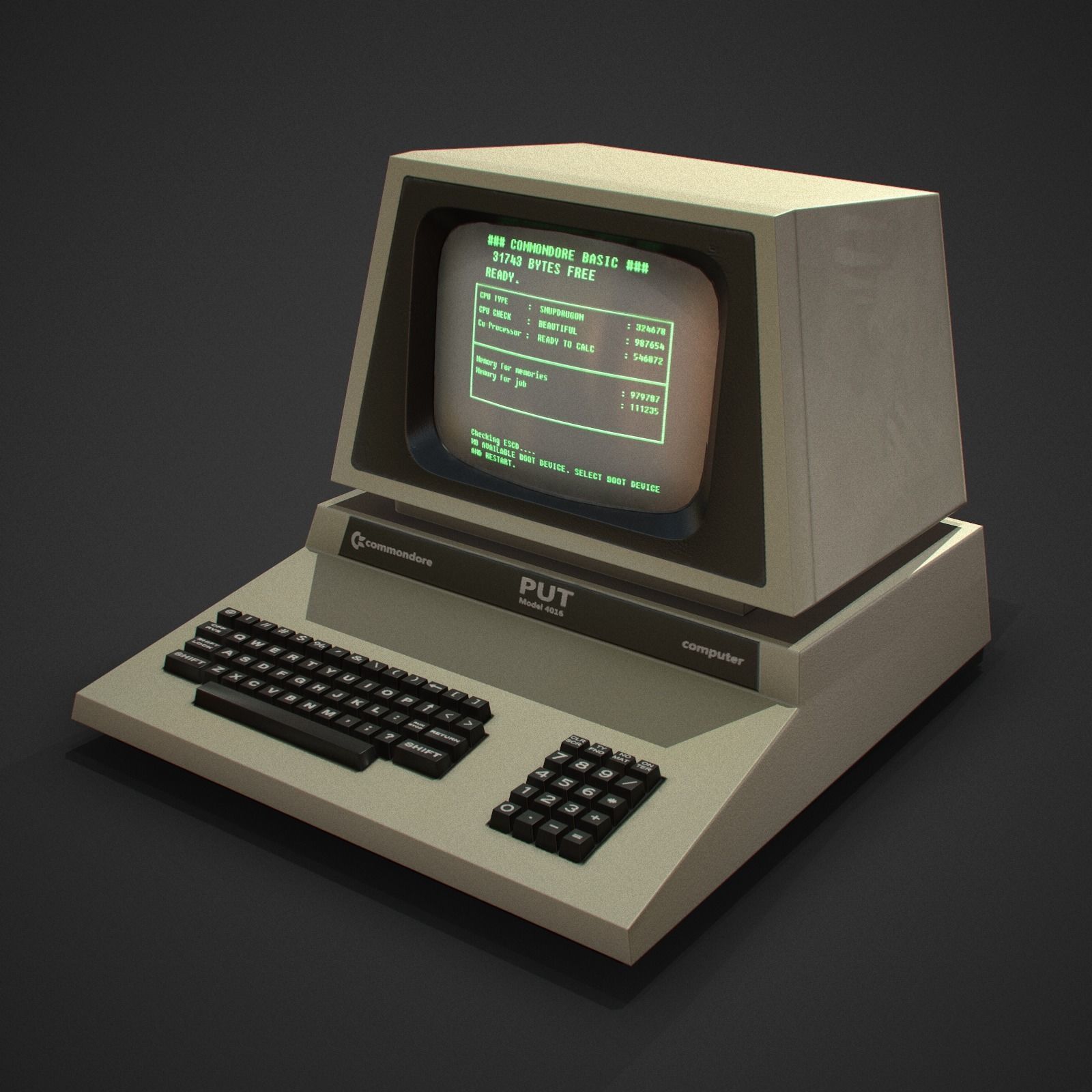 Retro computer Low-poly 3D model_1