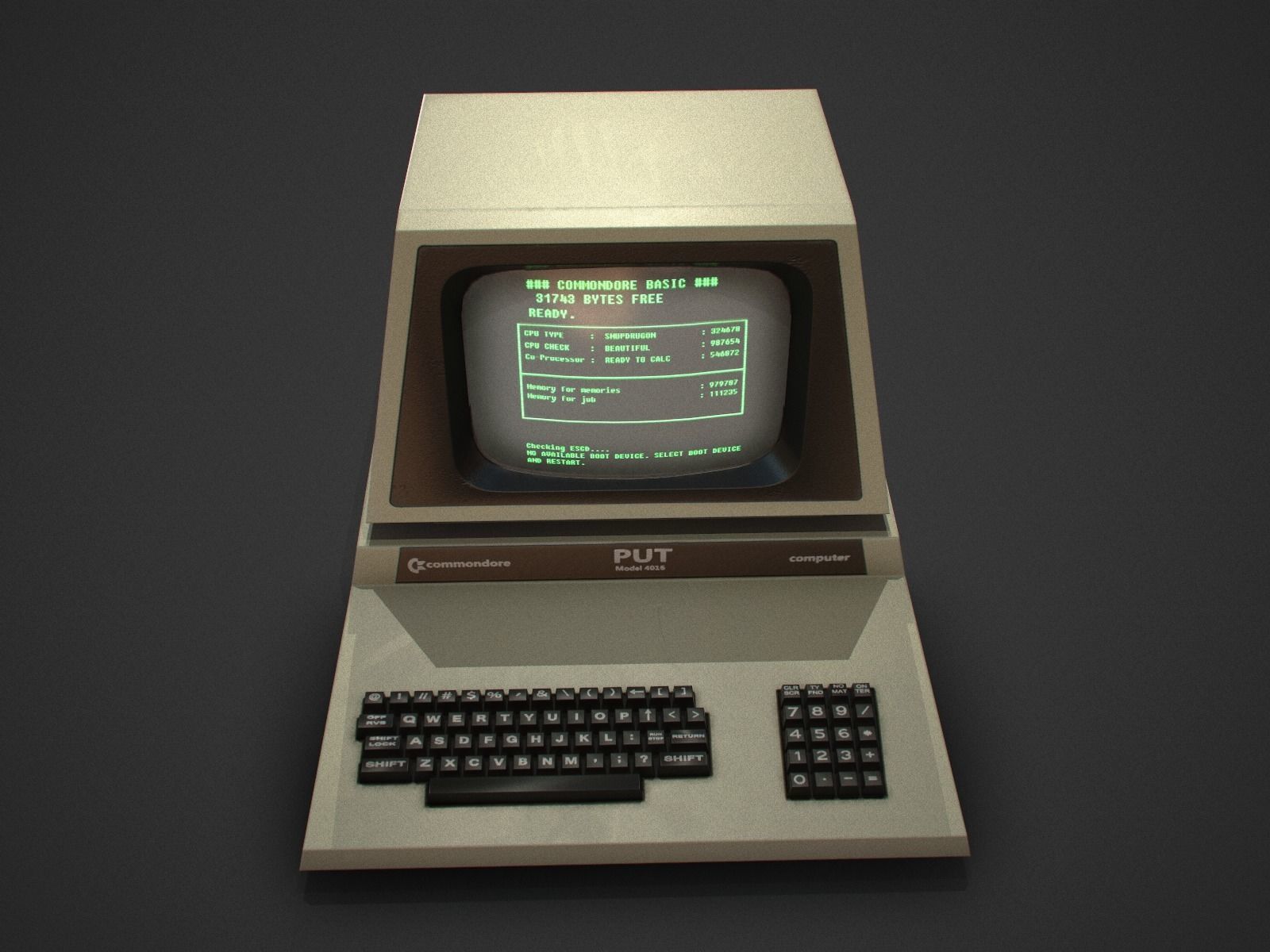 Retro computer Low-poly 3D model_2