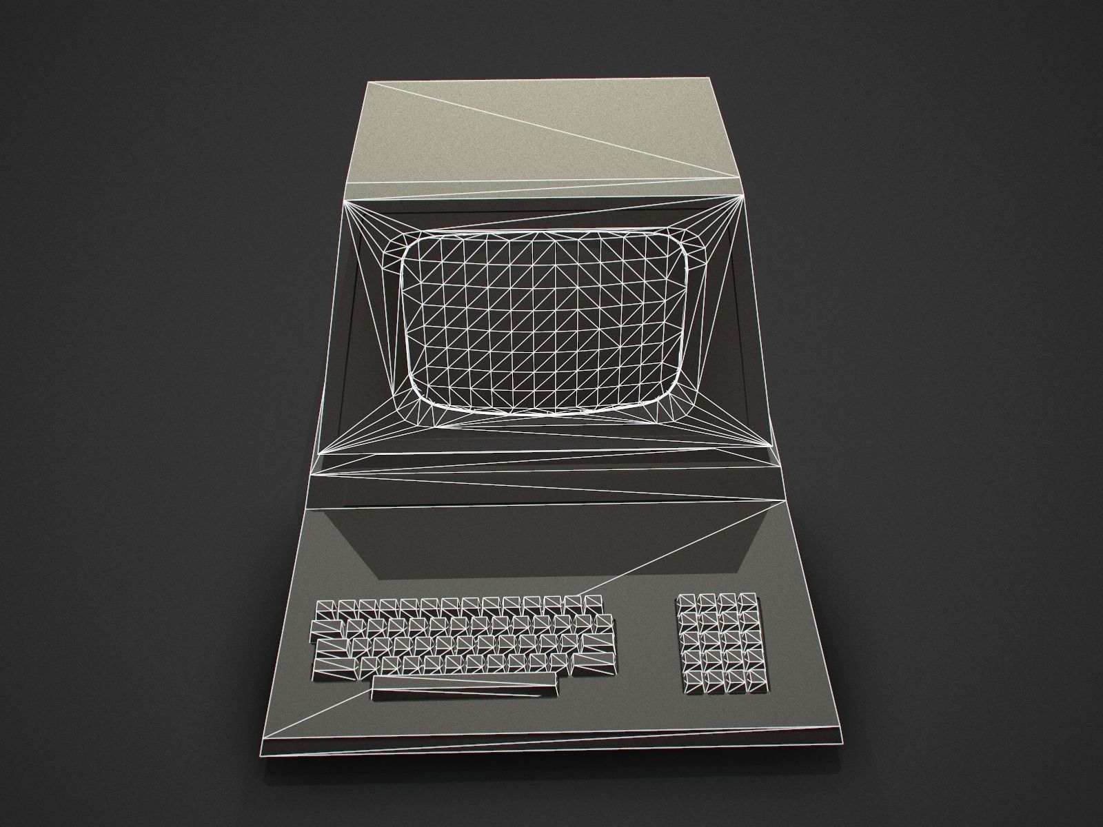 Retro computer Low-poly 3D model_9