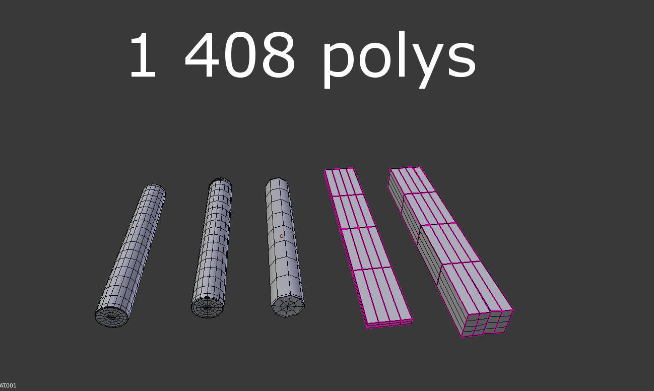 5 low poly wood pieces pack Low-poly 3D model_4
