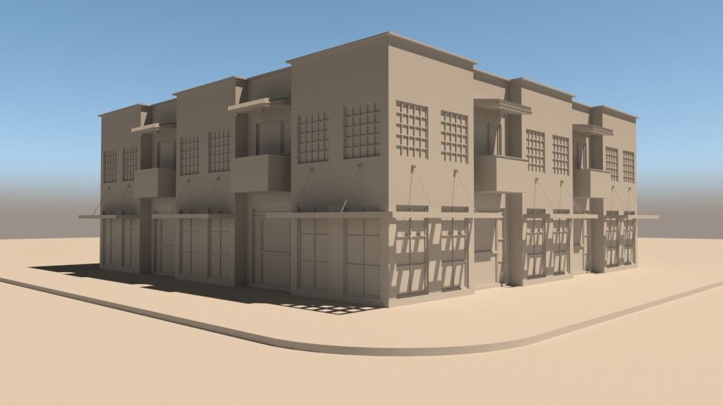 High Quality Corner Building with Shop 3D model_6