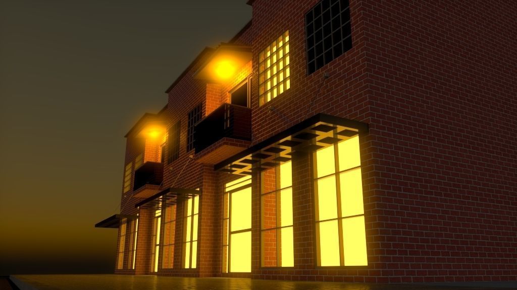 High Quality Corner Building with Shop 3D model_4