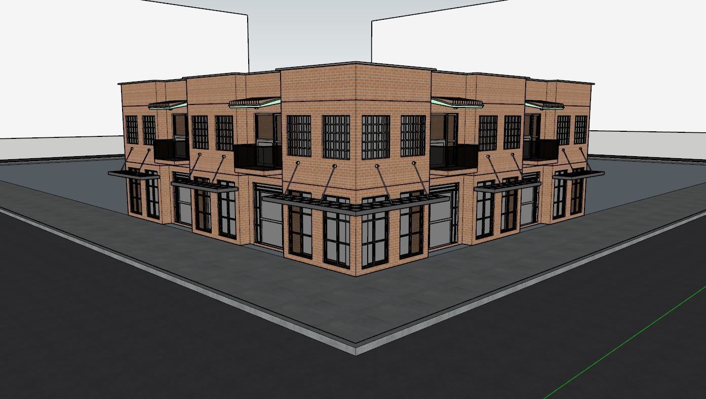 High Quality Corner Building with Shop 3D model_5