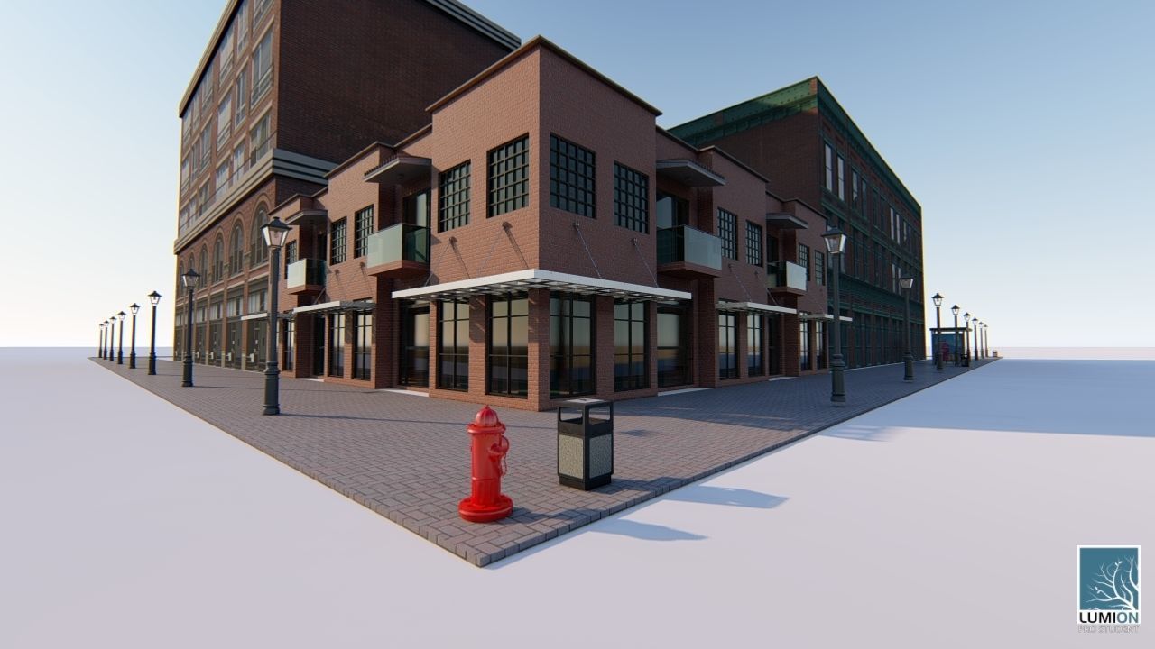 High Quality Corner Building with Shop 3D model_3