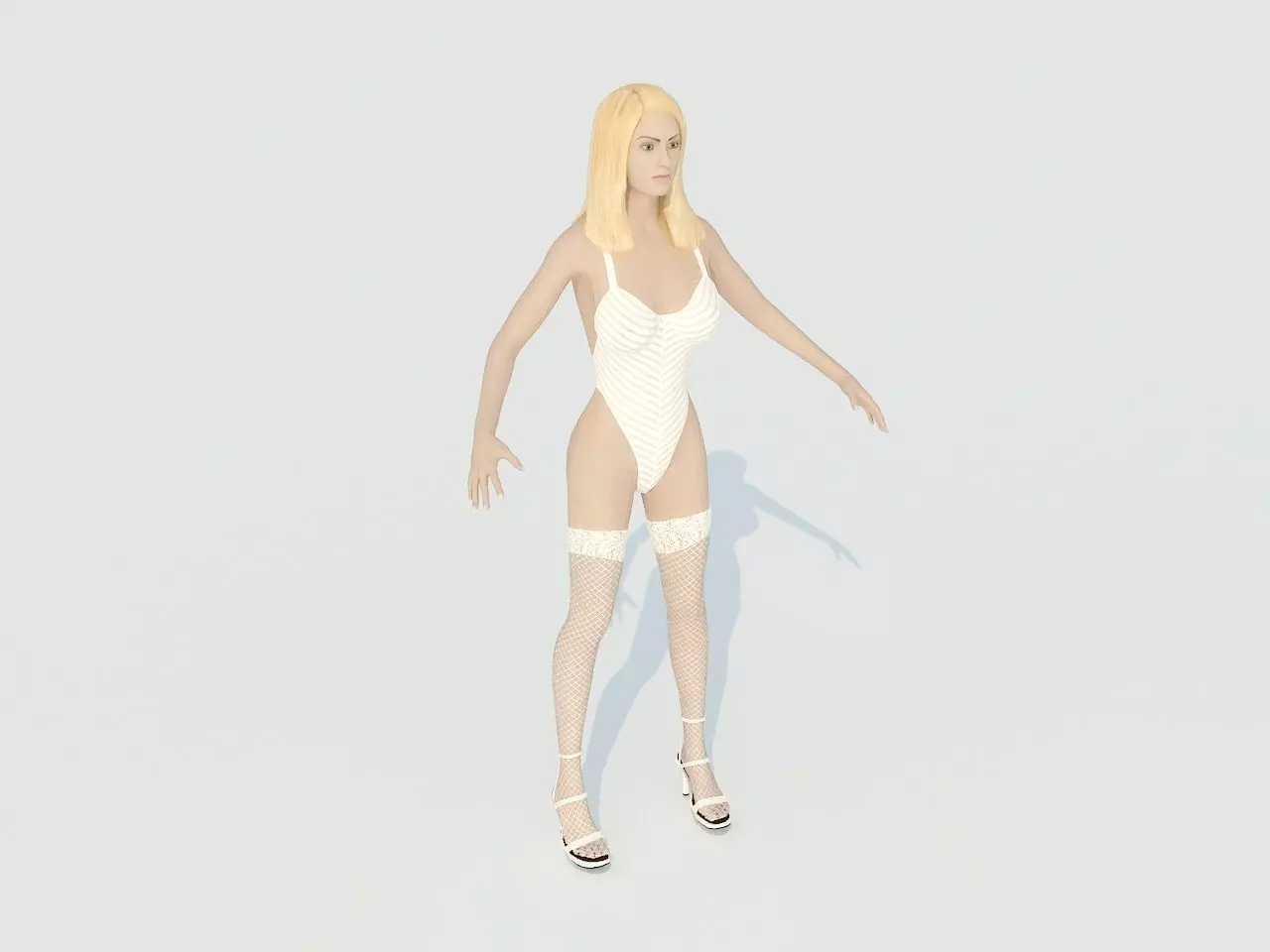 Julie woman in swimsuit Low-poly 3D model_0