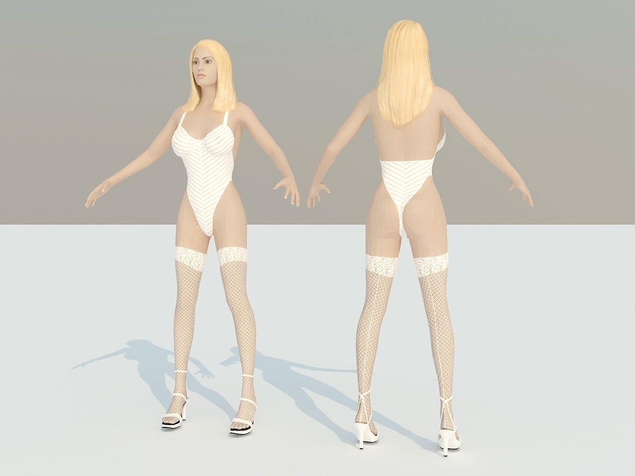 Julie woman in swimsuit Low-poly 3D model_6