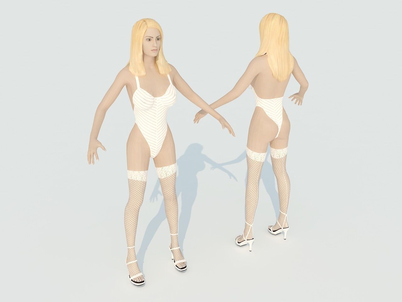 Julie woman in swimsuit Low-poly 3D model_1