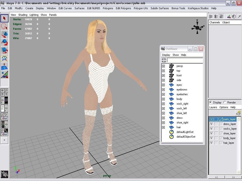 Julie woman in swimsuit Low-poly 3D model_8