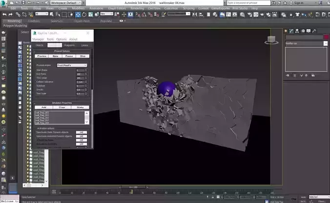 wallbreak cracked wall with ball in it Free 3D model
