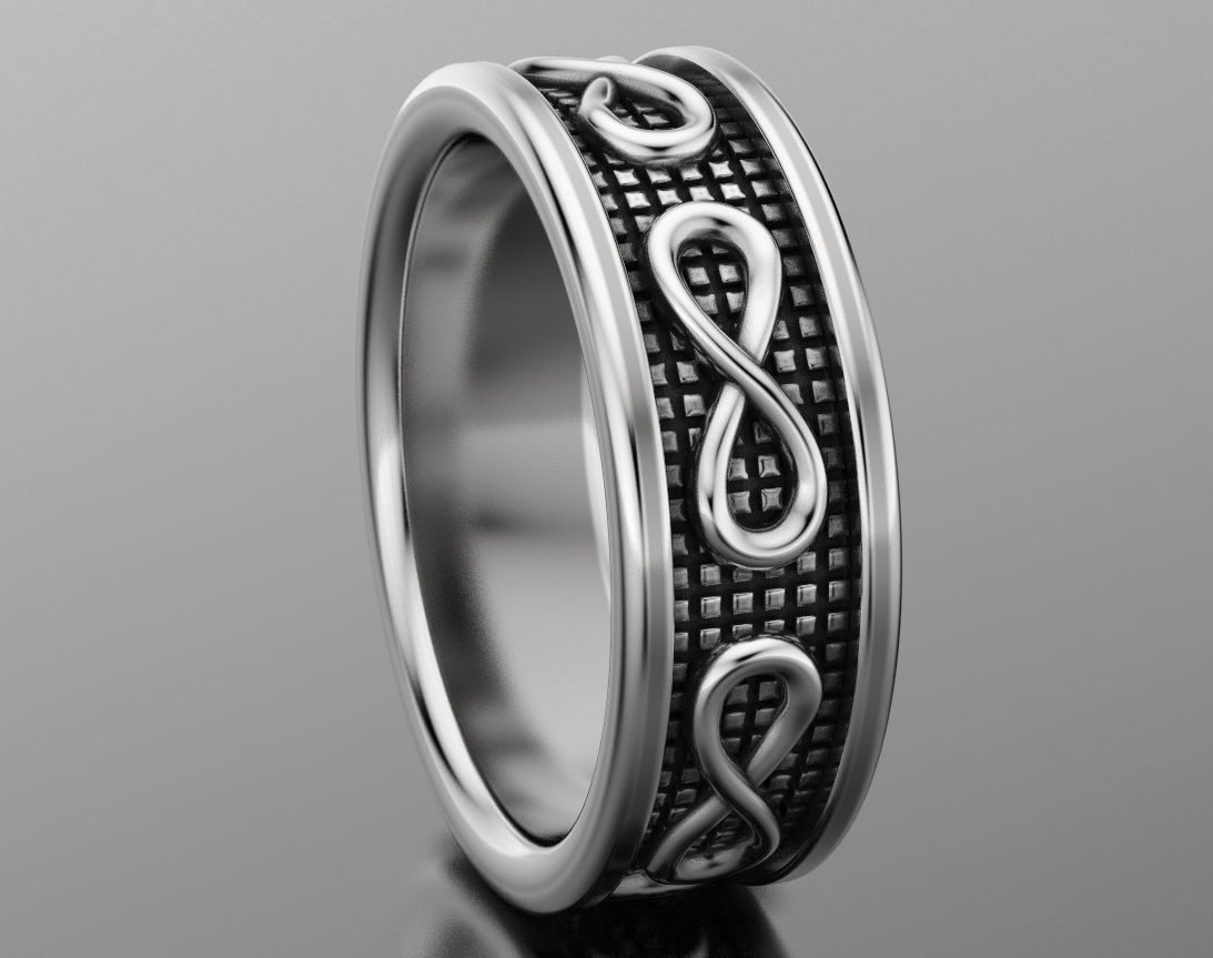 Stylish wedding ring with the sign of infinity 408 3D print model_2