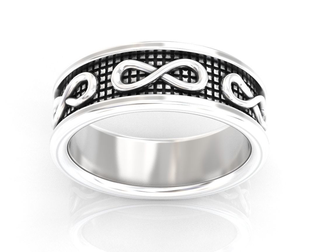 Stylish wedding ring with the sign of infinity 408 3D print model_9
