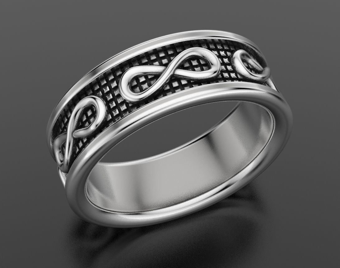 Stylish wedding ring with the sign of infinity 408 3D print model_10