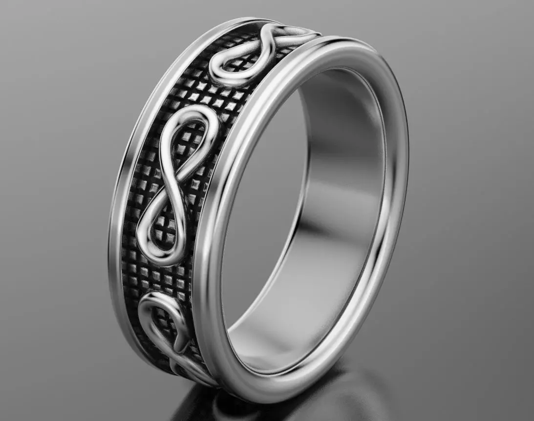 Stylish wedding ring with the sign of infinity 408 3D print model_0