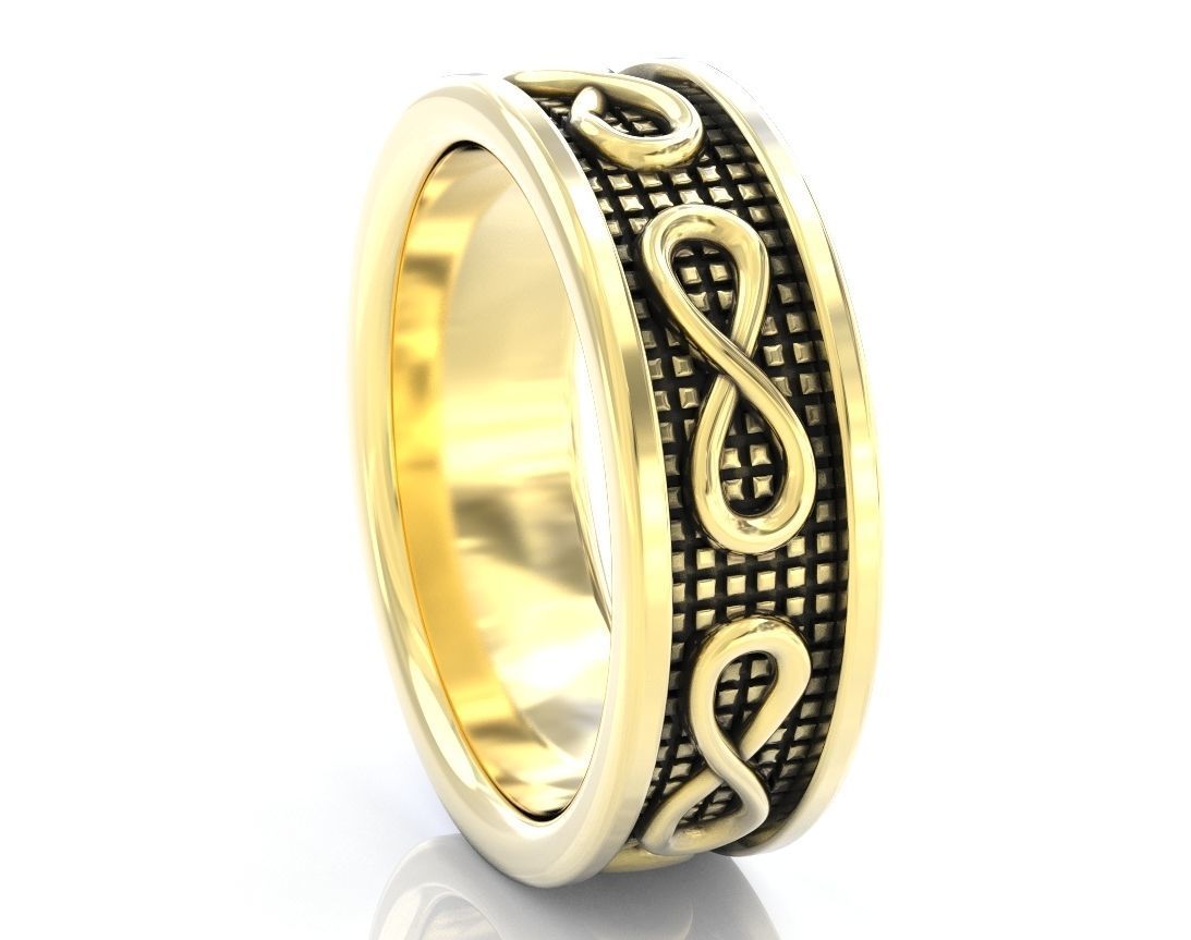 Stylish wedding ring with the sign of infinity 408 3D print model_5