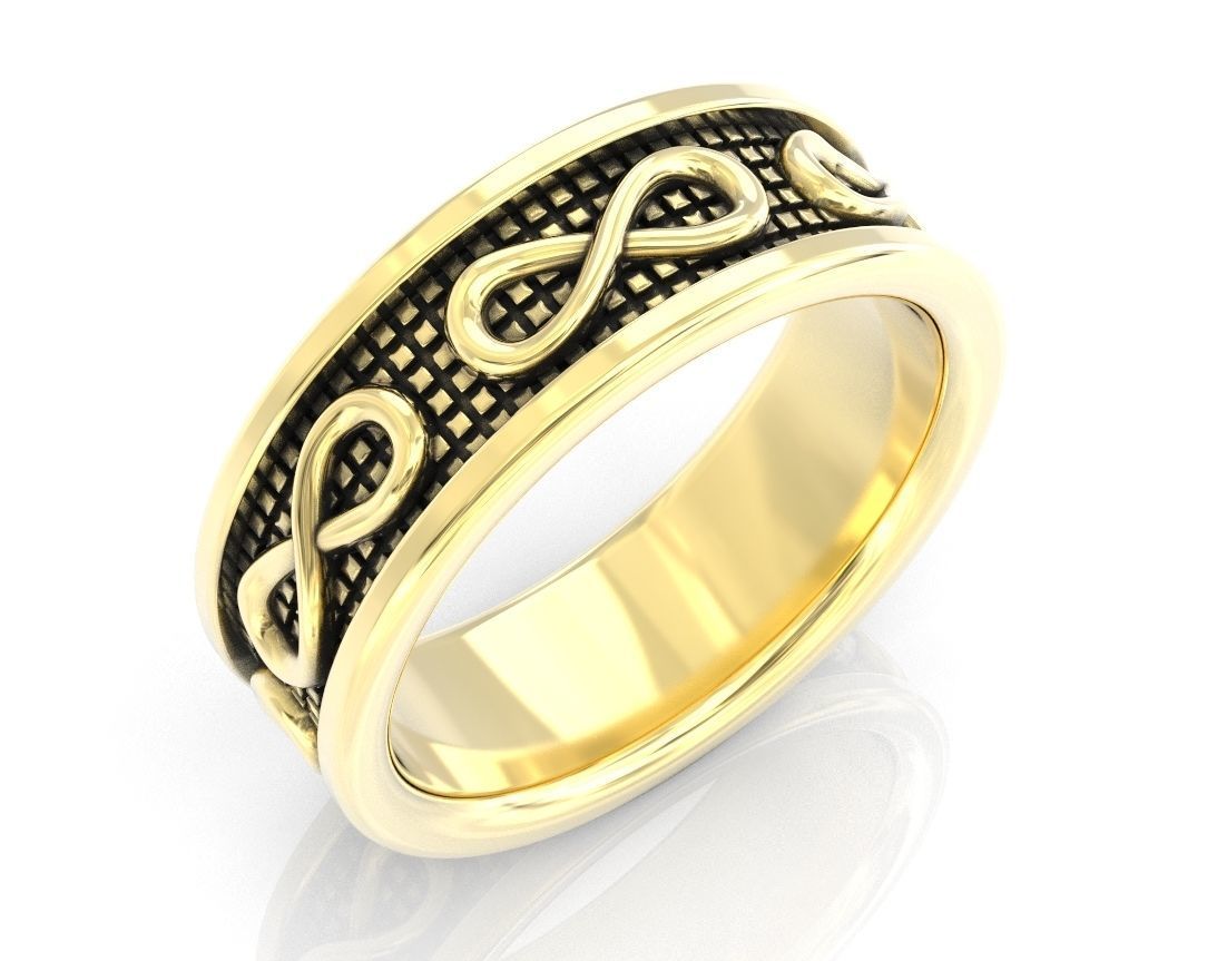 Stylish wedding ring with the sign of infinity 408 3D print model_3
