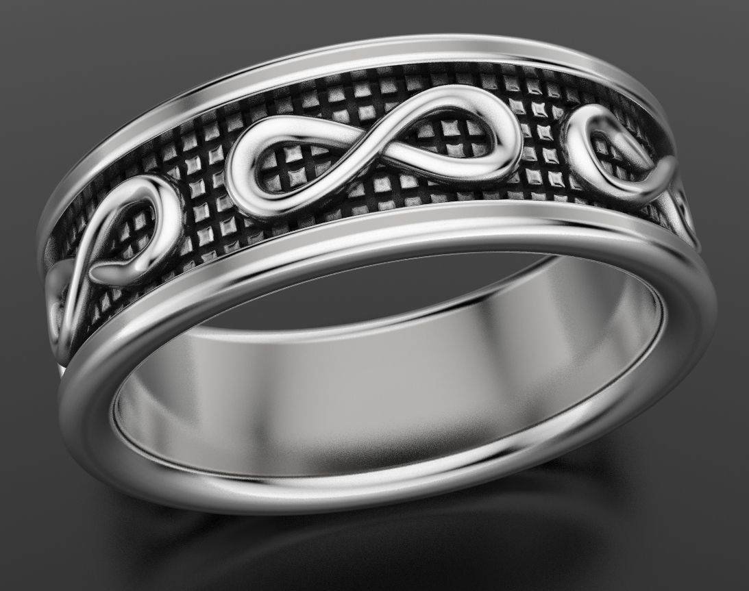 Stylish wedding ring with the sign of infinity 408 3D print model_4
