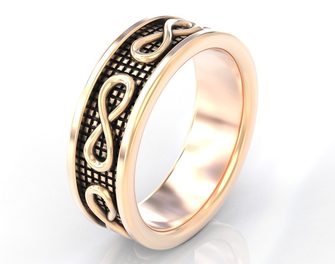 Stylish wedding ring with the sign of infinity 408 3D print model_1