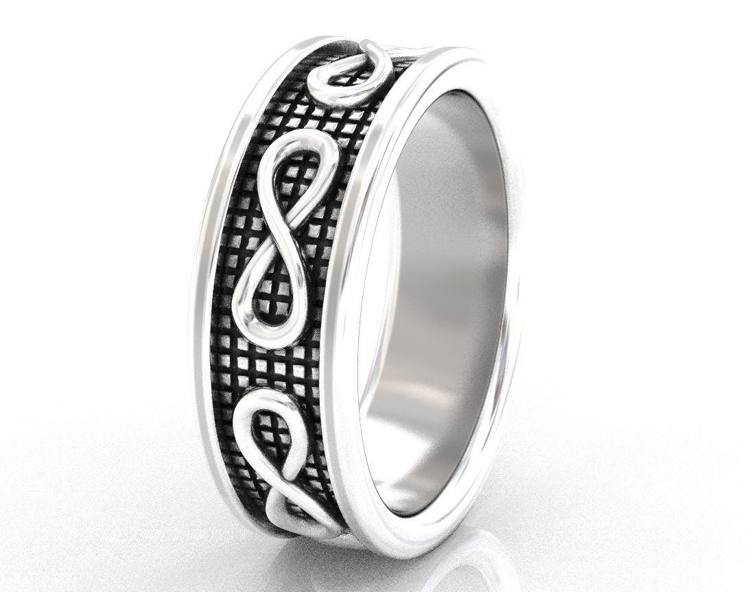Stylish wedding ring with the sign of infinity 408 3D print model_11
