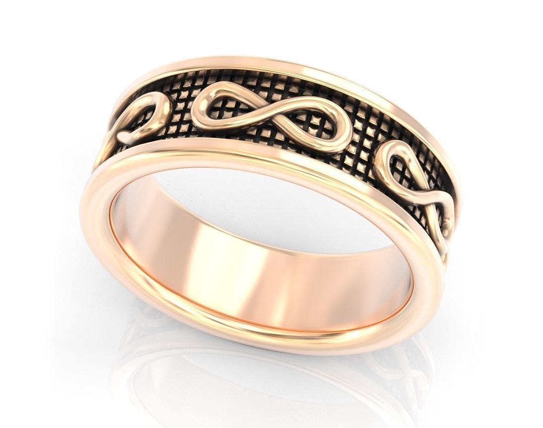 Stylish wedding ring with the sign of infinity 408 3D print model_7