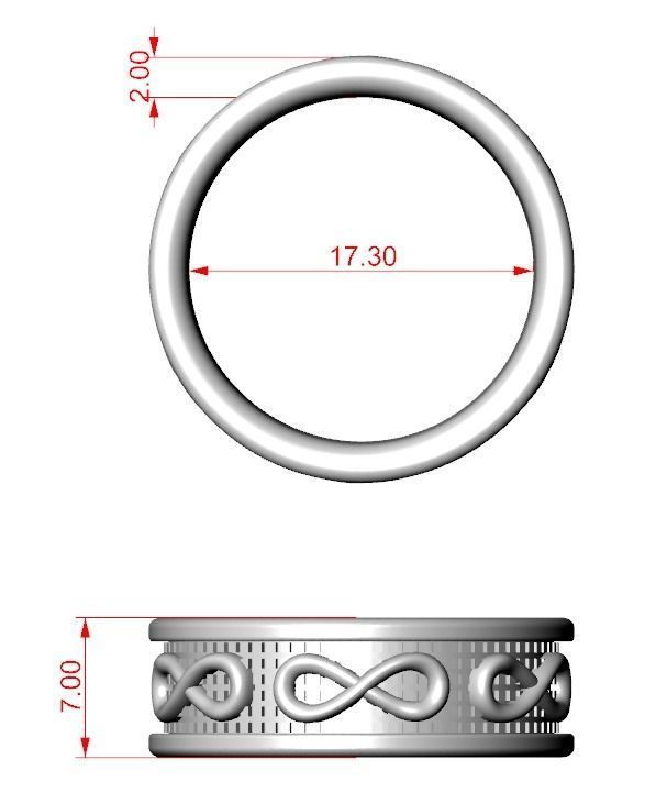 Stylish wedding ring with the sign of infinity 408 3D print model_12