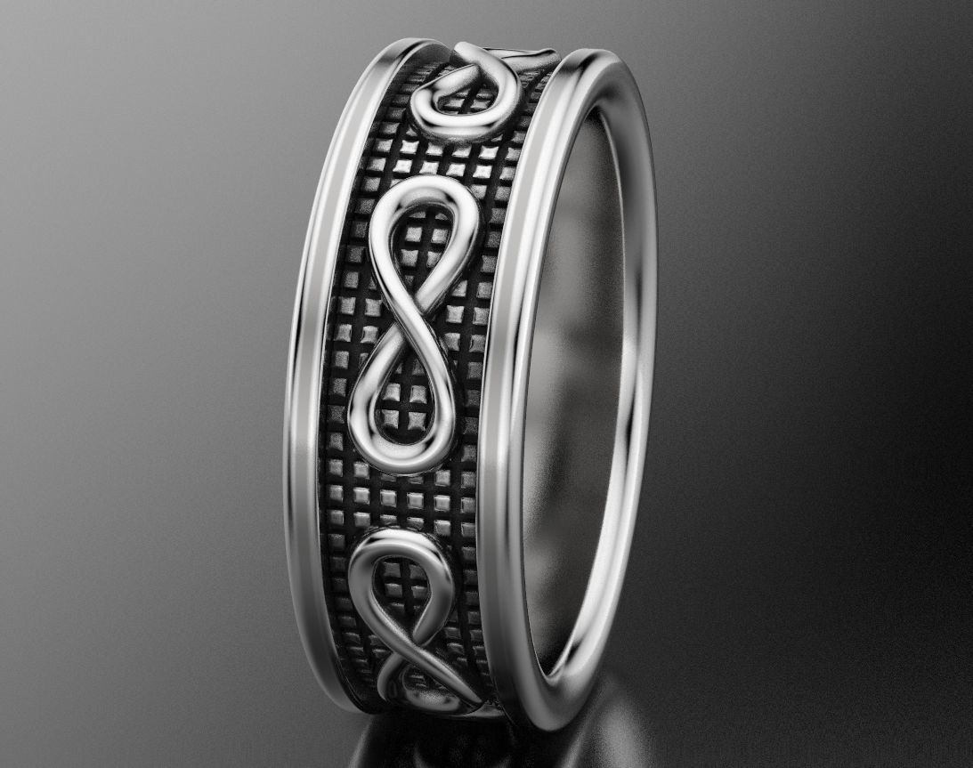 Stylish wedding ring with the sign of infinity 408 3D print model_8