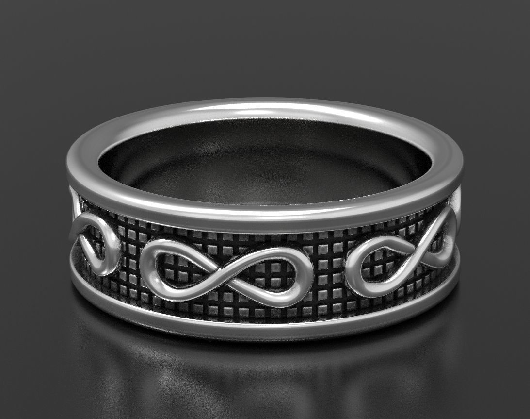 Stylish wedding ring with the sign of infinity 408 3D print model_6