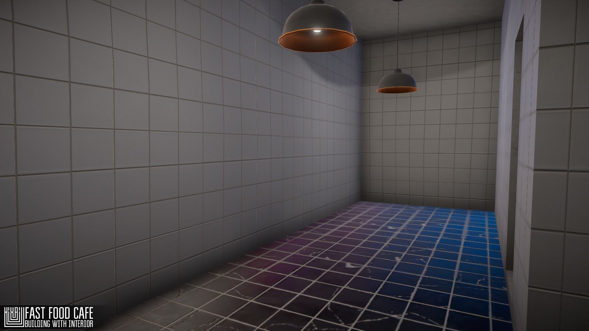 Fast Food Cafe - building with interior Low-poly 3D model_8