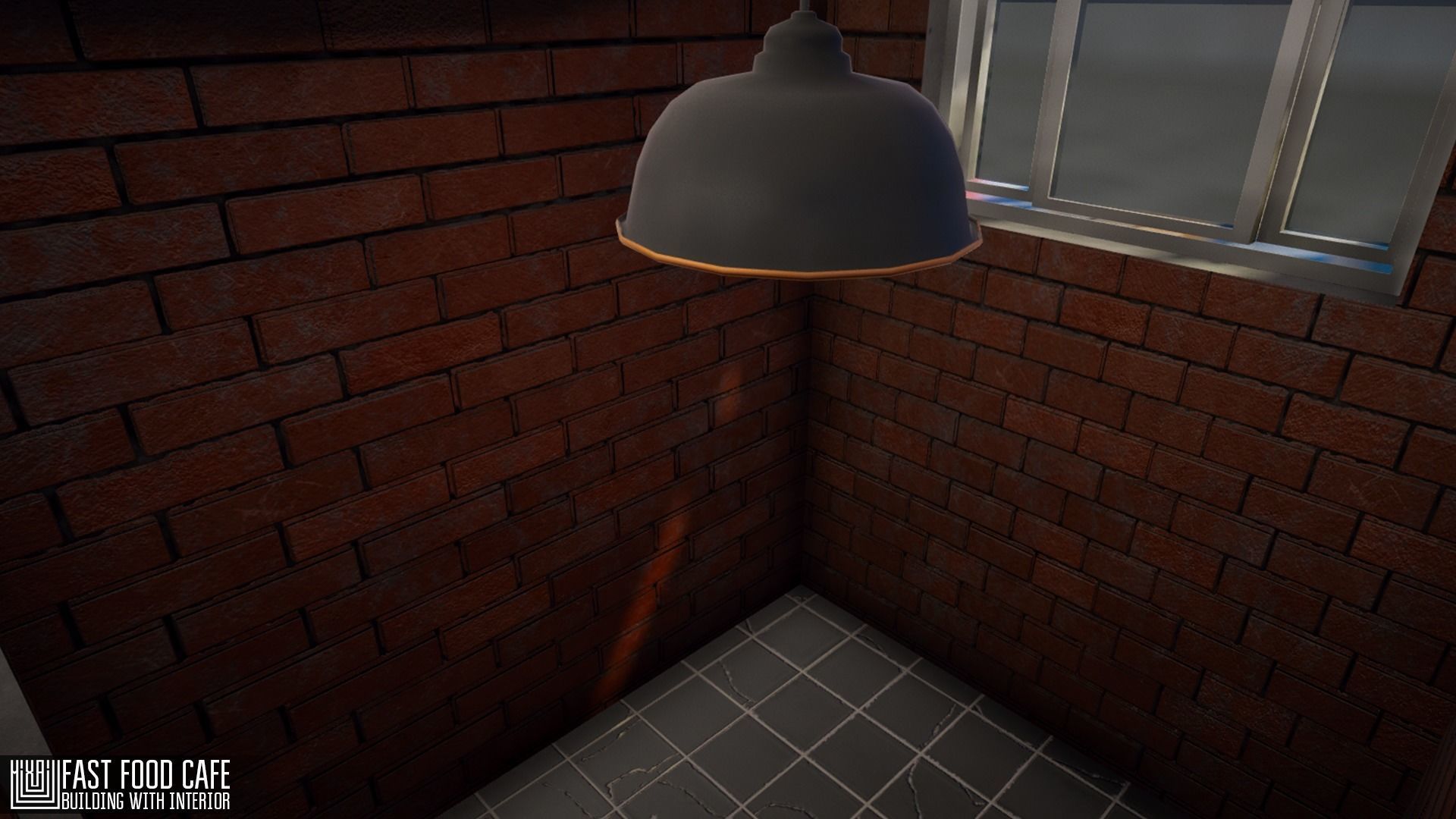 Fast Food Cafe - building with interior Low-poly 3D model_19