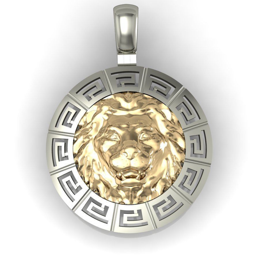 lion pendant   bicolour 3D print model_1