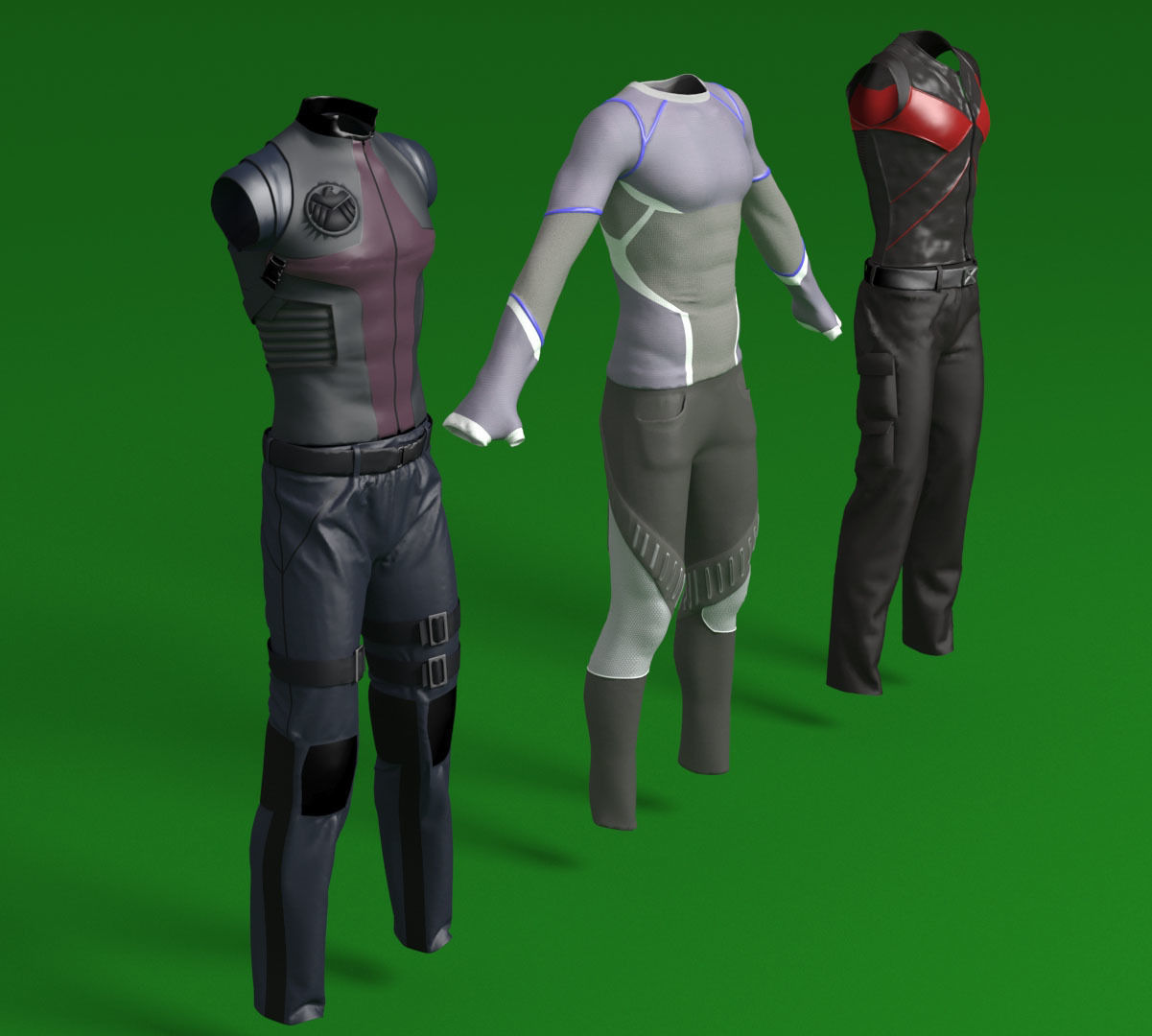 comic book male costumes v1 3D model_1